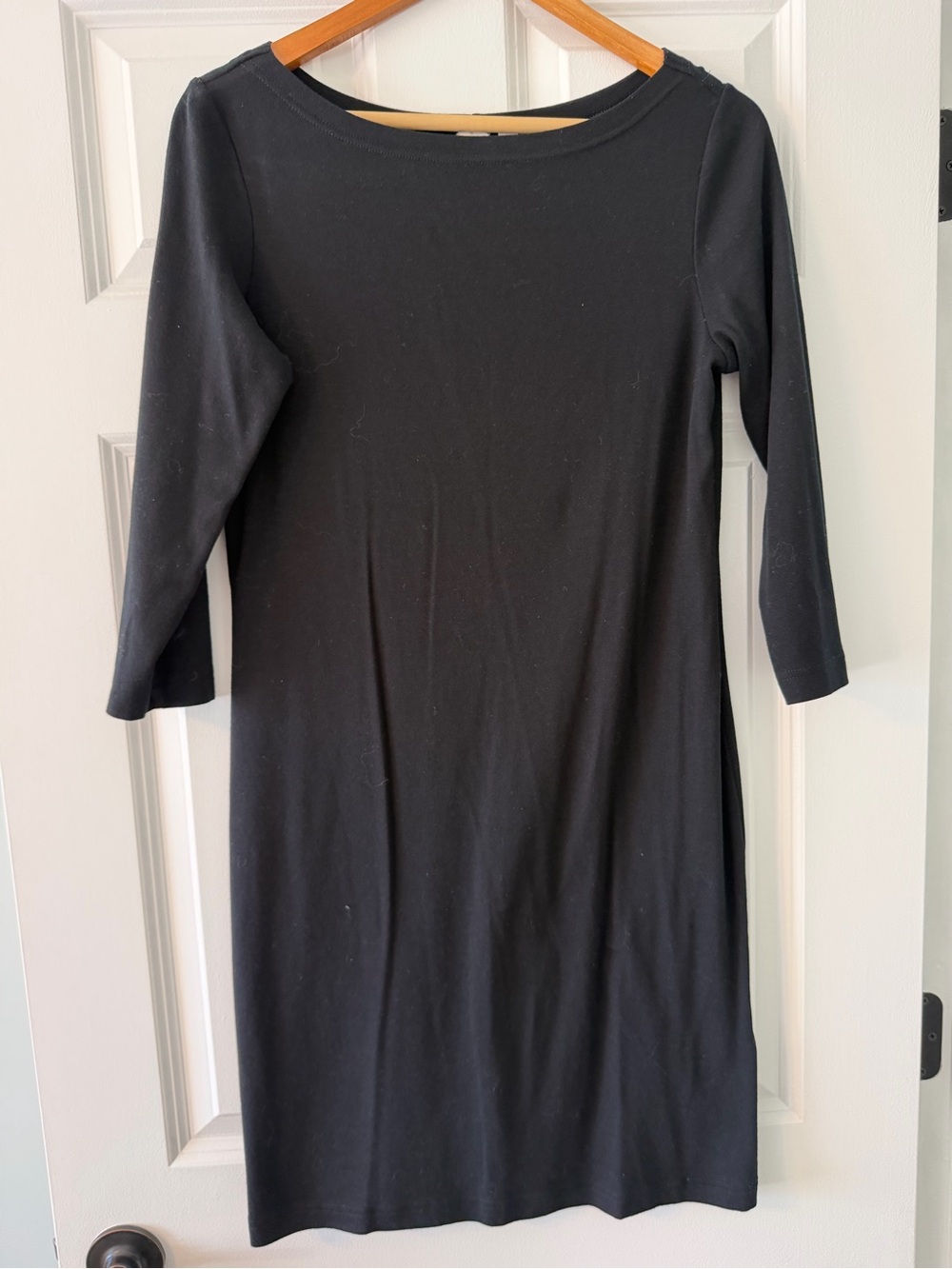 GAP Black Boatneck Three-Quarter Sleeve Midi Dress